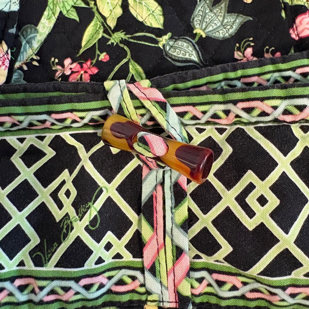Vera Bradley Black and Pink Floral Tote - Picture 3 of 6